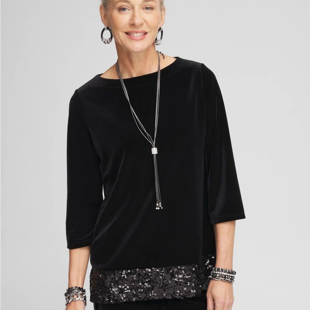 Chico’s Travelers™ Velvet Sequin Tunic - Picture 6 of 9